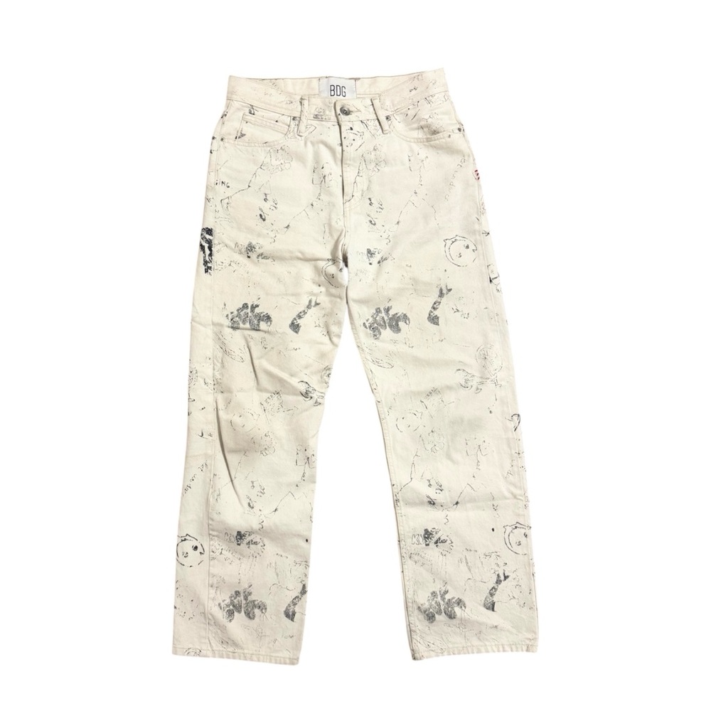 BDG men’s splatter jeans with doodle print